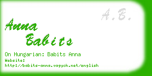 anna babits business card